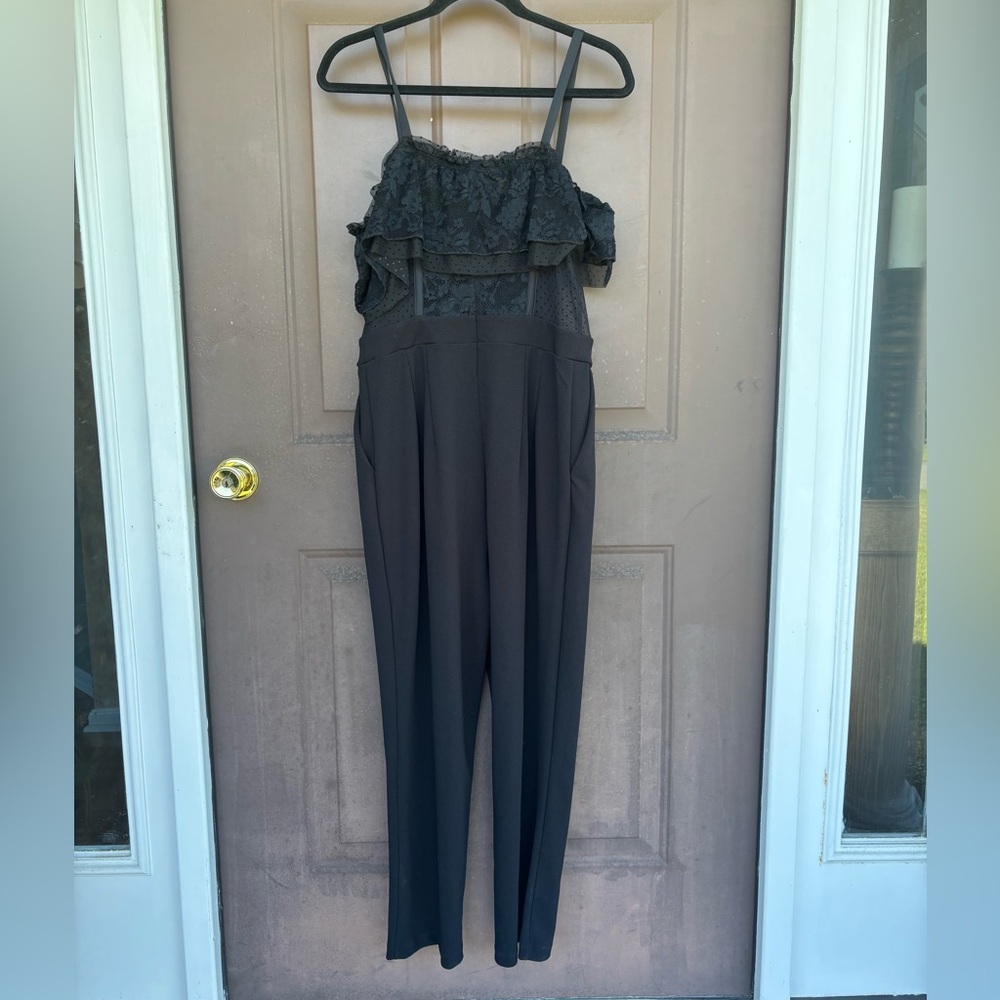 Express Black Lace Ruffle Jumpsuit - Picture 5 of 6